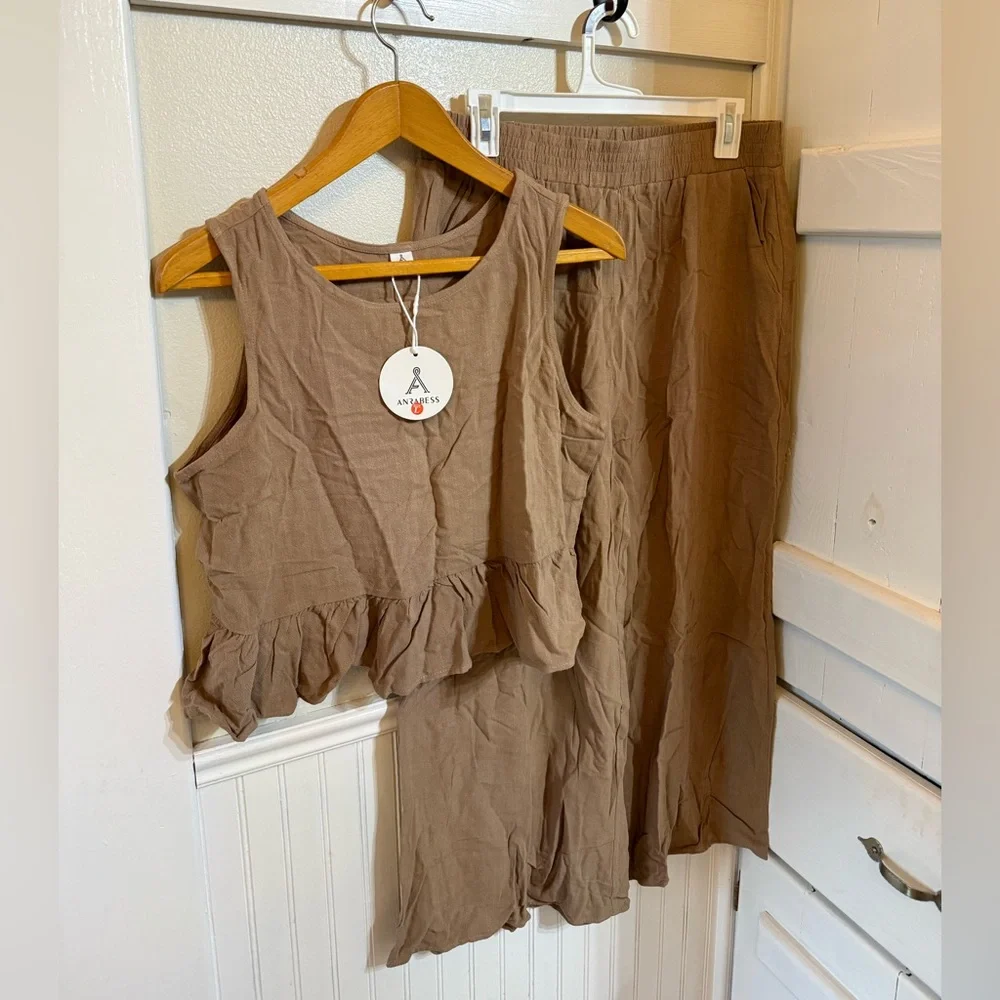 NWT Anrabess Brown Sleeveless Top and Pants Set - Picture 3 of 10